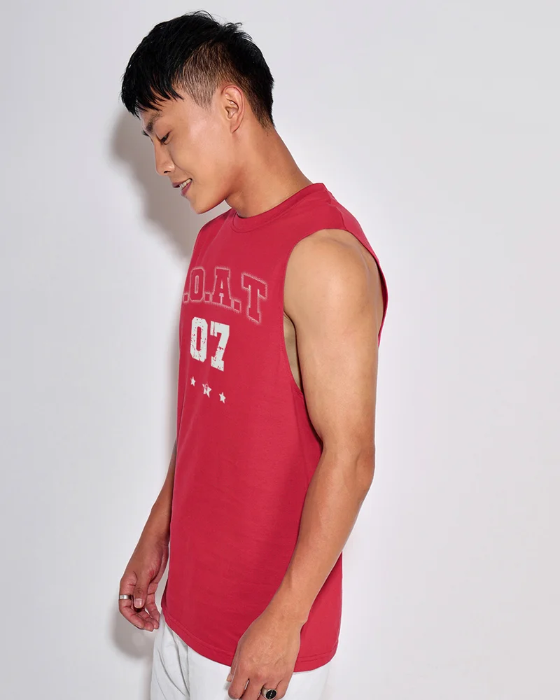 بيواكوف Men's Bold Red Goat 07 Typography Boxy Fit Vest